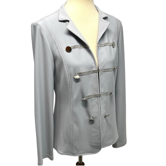 Joseph Ribkoff NWT Gray Frost Sparkle Open Front Long Sleeve Blazer Jacket 8 - Picture 7 of 14